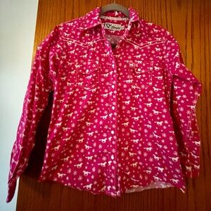 Girls cowgirl hardware button down girls shirt.
